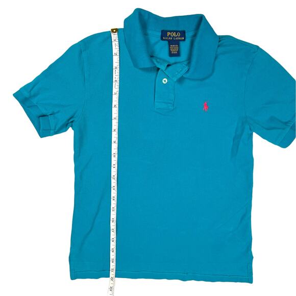 Polo Ralph Lauren Polo Shirt Blue Short Sleeve Collared 100% Cotton Boys Medium - Picture 5 of 7